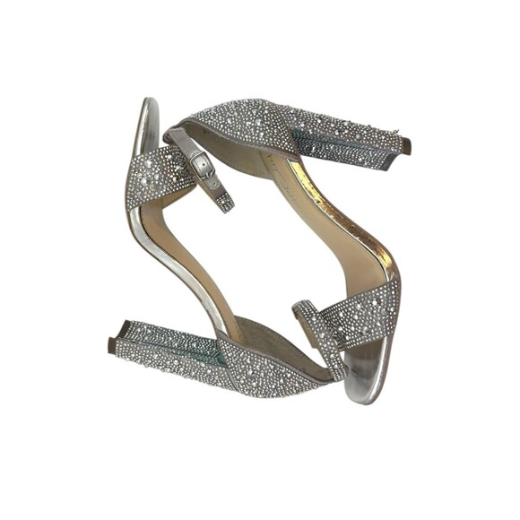 Betsey Johnson Blue SB-Rina Silver Rhinestone Block Heel Sandals Size 6 - Picture 7 of 12